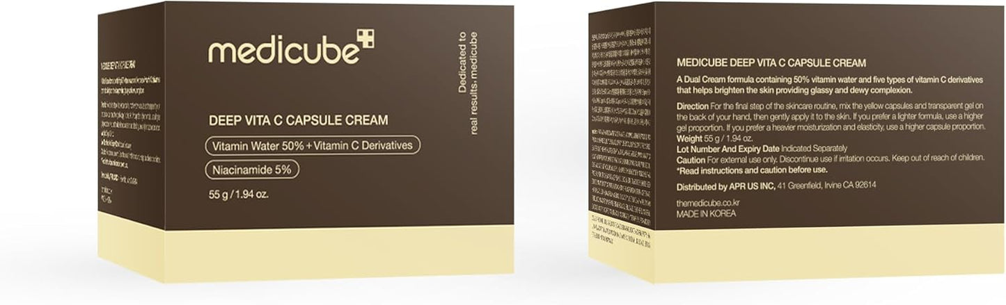 Two boxes of Medicube Deep Vita C Capsule Cream on a white background