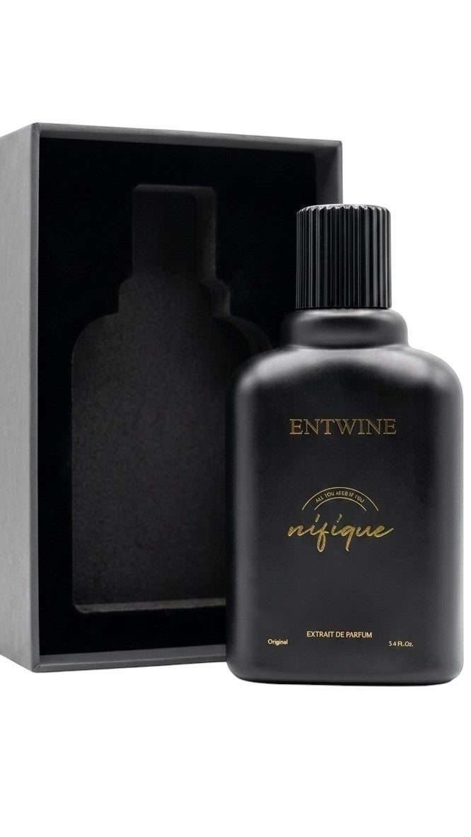 Nifique Entwine black perfume bottle