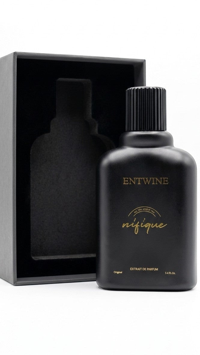 Nifique Entwine black perfume bottle
