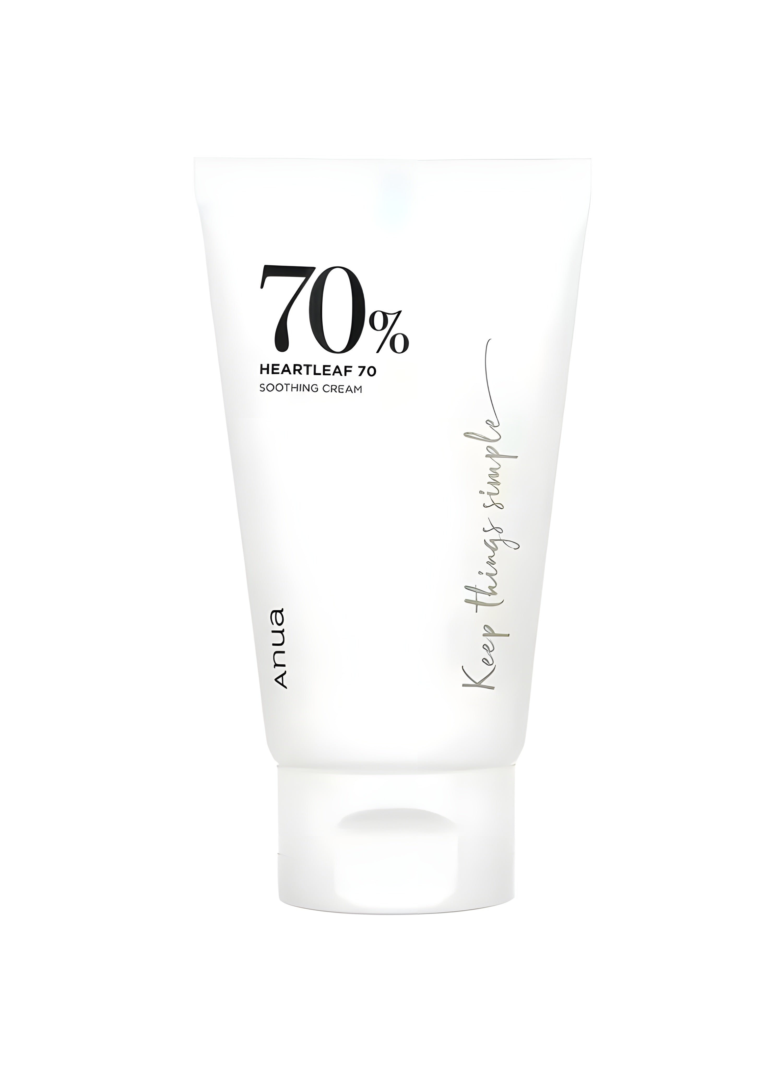 White tube of '70% Heartleaf' cream with branding on a white background