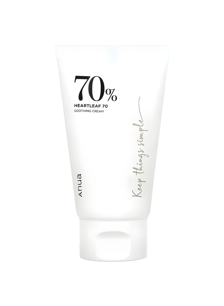 White tube of '70% Heartleaf' cream with branding on a white background