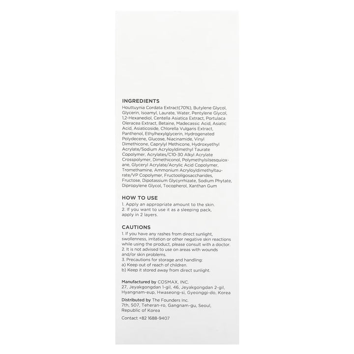 Product label with ingredients, usage instructions, and contact information on a white background