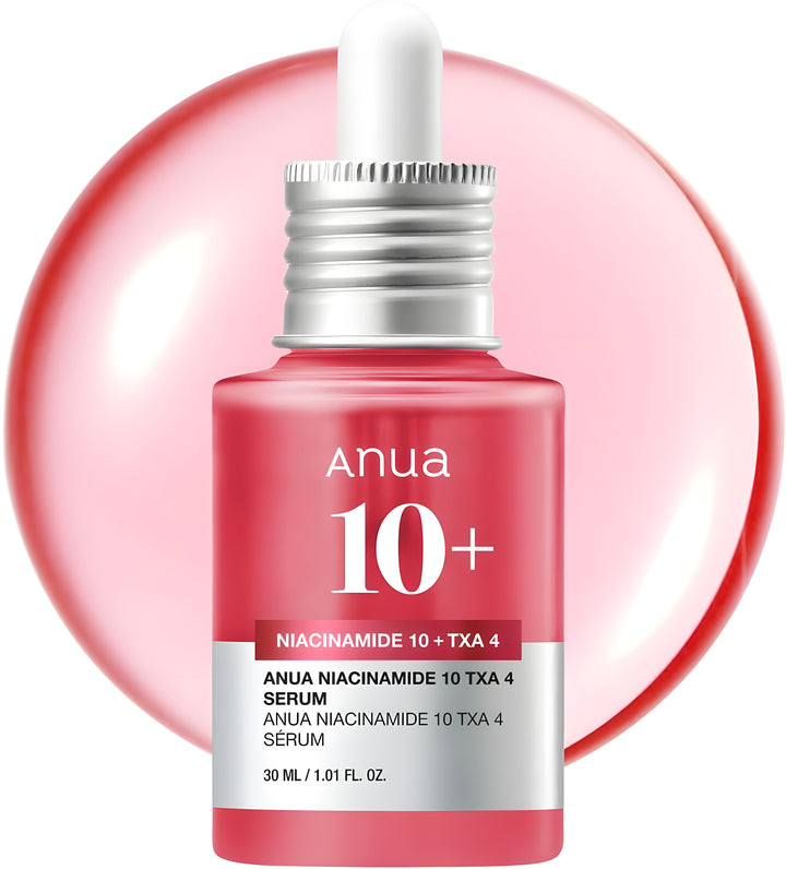 Anua Niacinamide 10 TXA 4 serum bottle with dropper on a white background