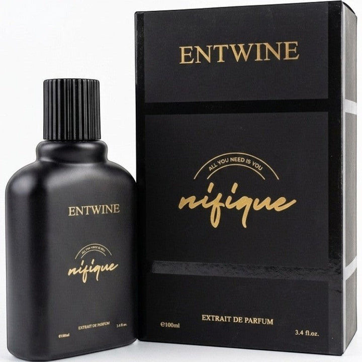 Nifique Entwine M031 Khaltate Arabiya extrait de parfum in a minimalist black 100ml bottle with matching gift box.
